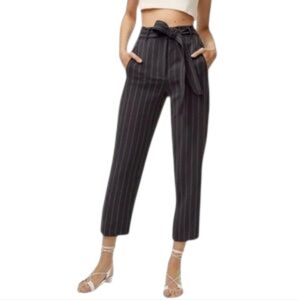 Aritzia Jallade Gray Wool Blend Cropped Stripped Pants Womens Size 2